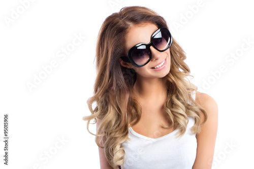 Face of beautiful girl in sunglasses.
