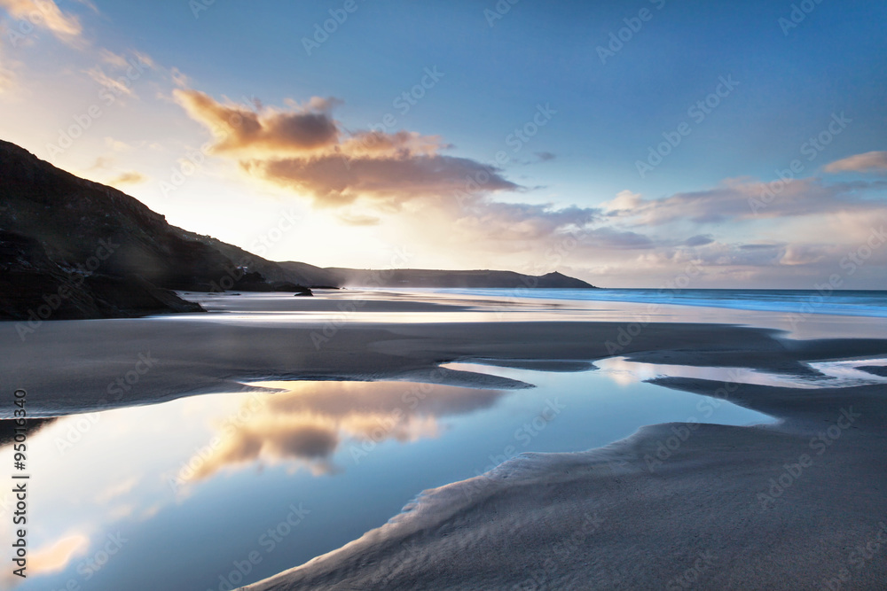 Cornish Sunrise - Whitsand Bay sea and landscape, Cornwall, UK