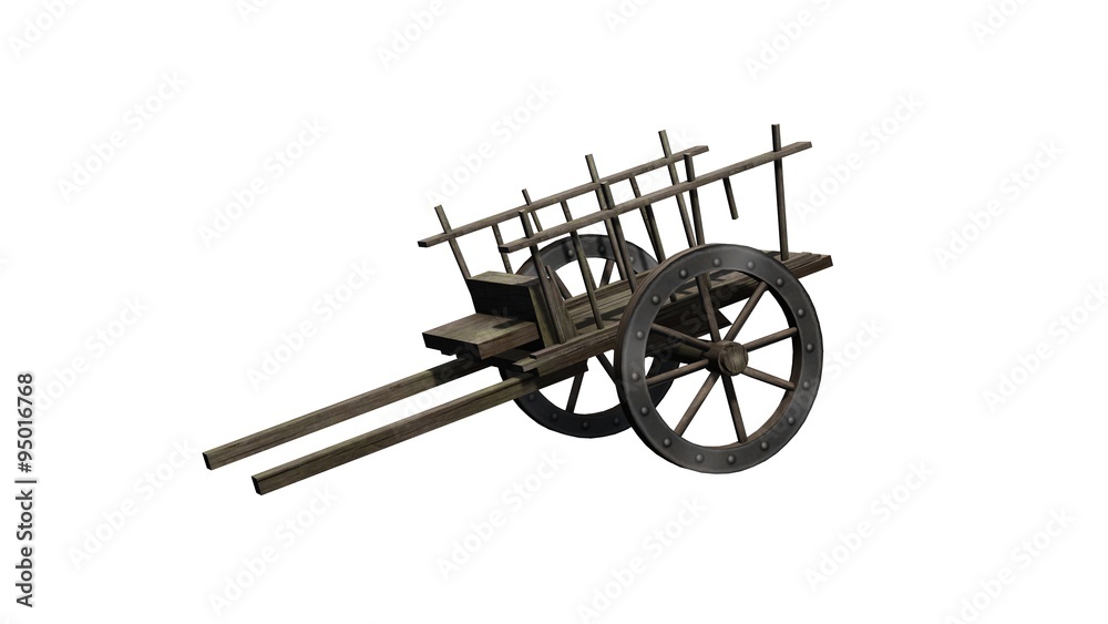 Fototapeta premium Ancient cart - isolated on white background