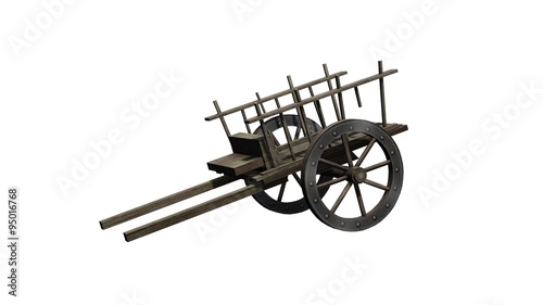 Ancient cart - isolated on white background