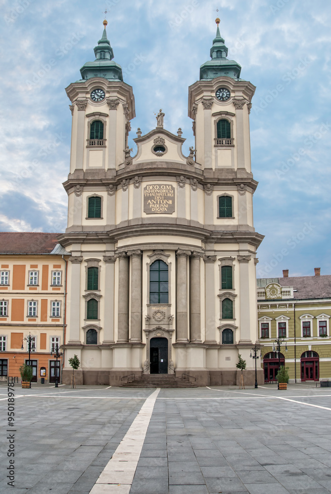Minorite church in the middle of Eger, Hungary.
