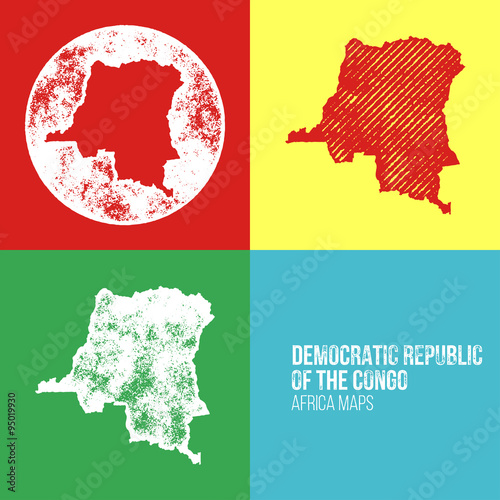 Democratic Republic of The Congo Grunge Retro Maps - Africa