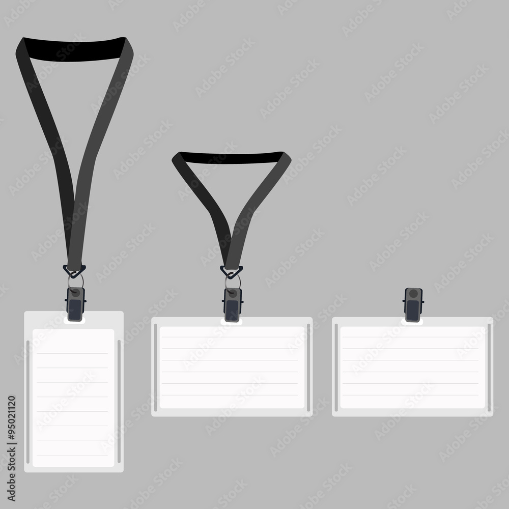 Three white lanyard with grey holder Three white lanyard with grey holder