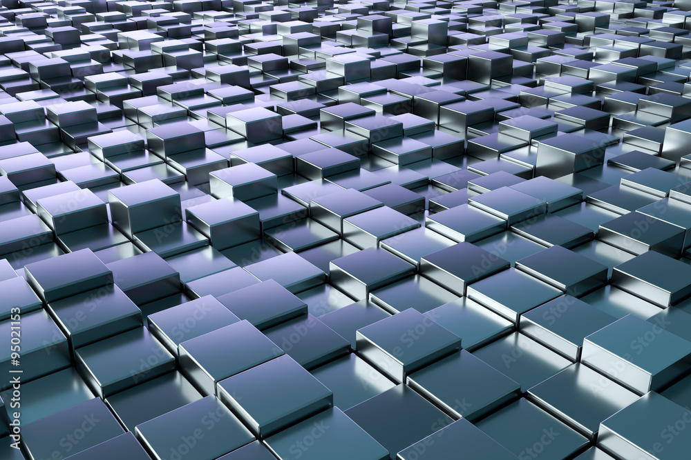 Fototapeta premium blue metallic cubes