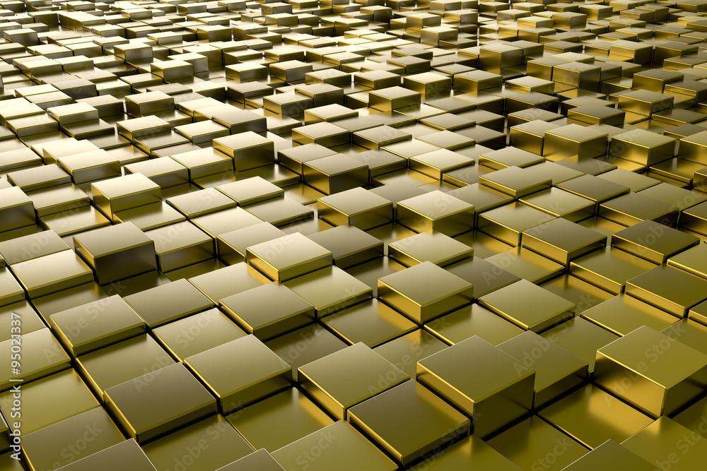 Obraz premium golden metallic cubes