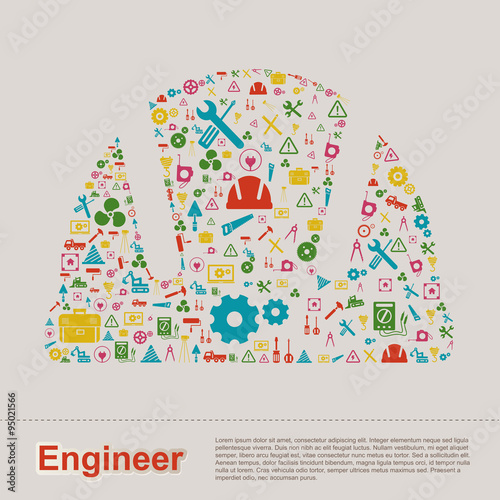 Civil and mechanical engineering construction site infographic banner template layout icon design of tool sign and symbol used for website with sample text, create by vector