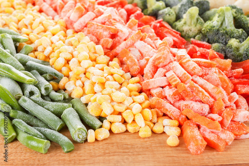 Mixed vegetables background on cutting board