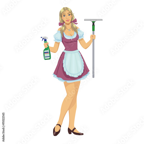 beautiful girl maid cleaner