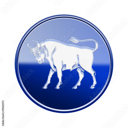 Taurus zodiac icon blue  isolated on white background