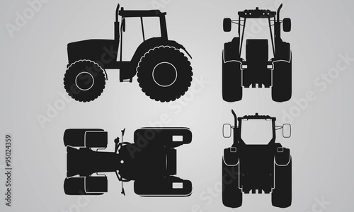 Front, back, top and side tractor projection