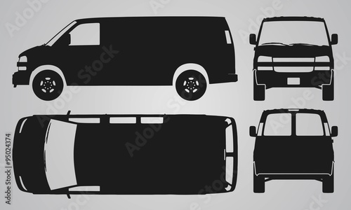 Front, back, top and side van car projection