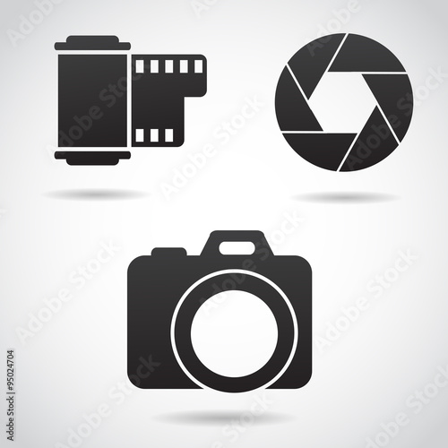 Camera vector icon set.