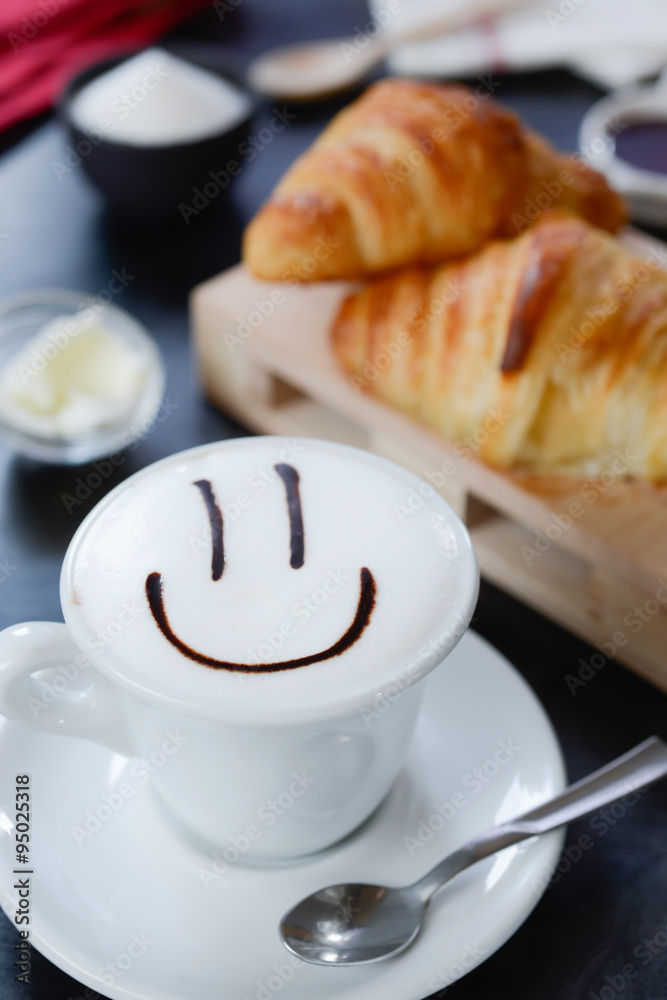 Breakfast cappuccino design - smile Breakfast cappuccino design - smile