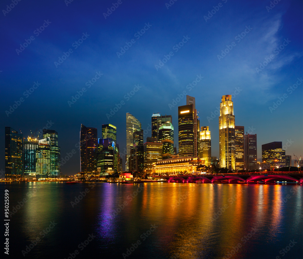 Singapore skyline in evening