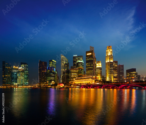 Singapore skyline in evening © Dmitry Rukhlenko