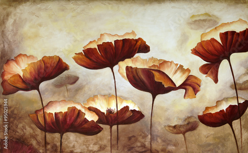 Painting poppies canvas #95025944