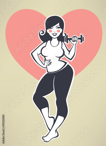 plus size fitness, vector girl doing workout