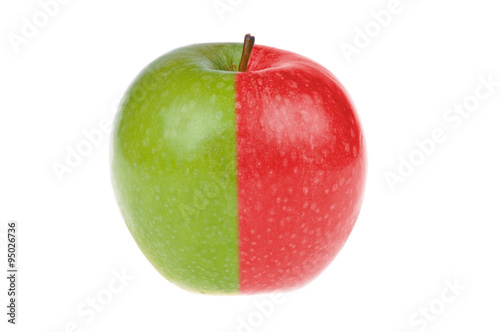 Red green apple, isolated on white background