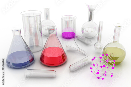 Wallpaper Mural Laboratory glassware with liquids of different colors Torontodigital.ca