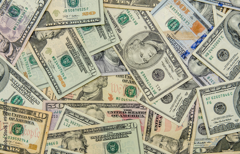 Close up of different dollar bills Close up of different dollar bills