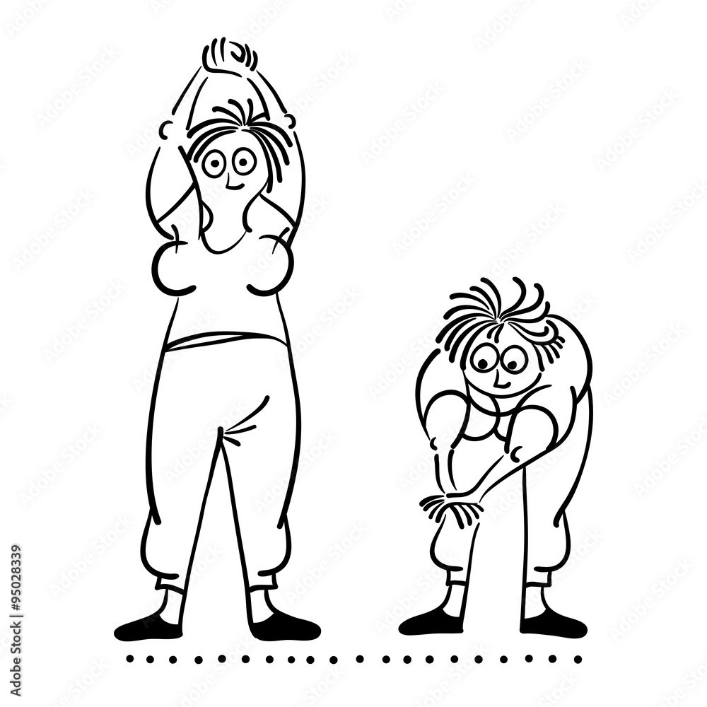 Naklejka premium Exercising old woman. Pilates poses set