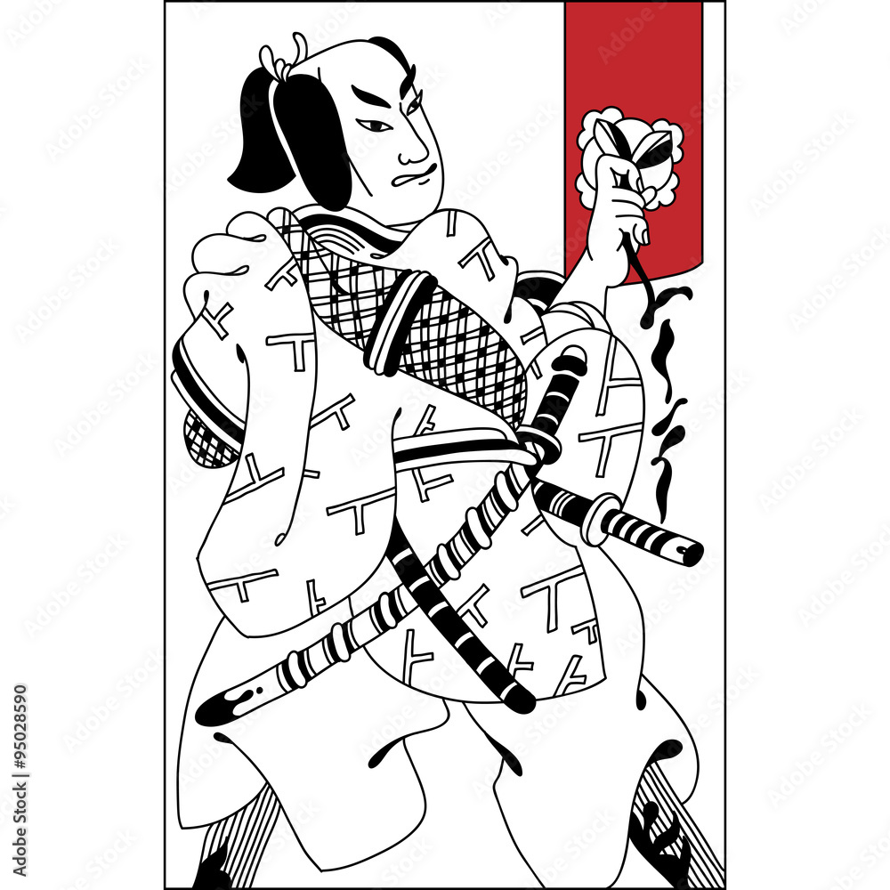 Obraz premium Hand drawn Samurai illustration. Vintage hand draw art