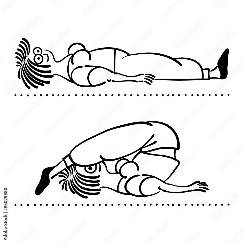 Exercising old woman. Pilates poses set Exercising old woman. Pilates poses set