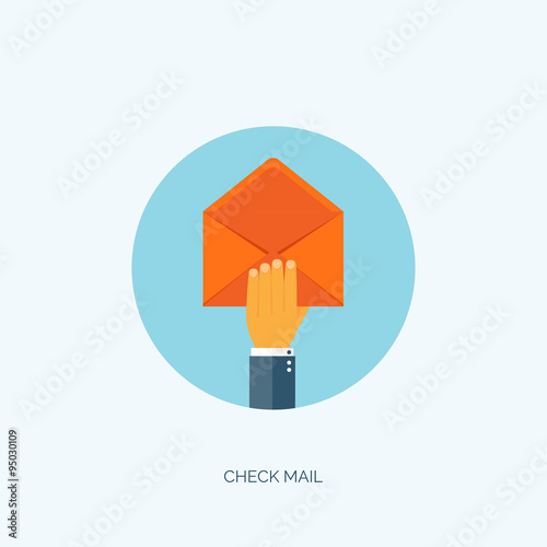 Vector illustration. Flat envelope. Emailing and global communication. Letter. Social network