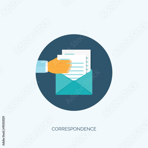 Vector illustration. Flat envelope. Emailing and global communication. Letter. Social network