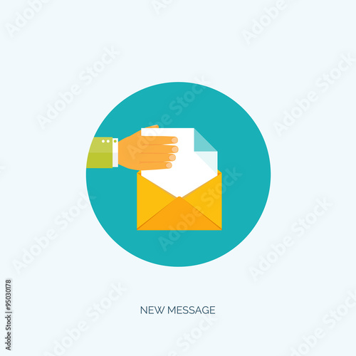 Vector illustration. Flat envelope. Emailing and global communication. Letter. Social network