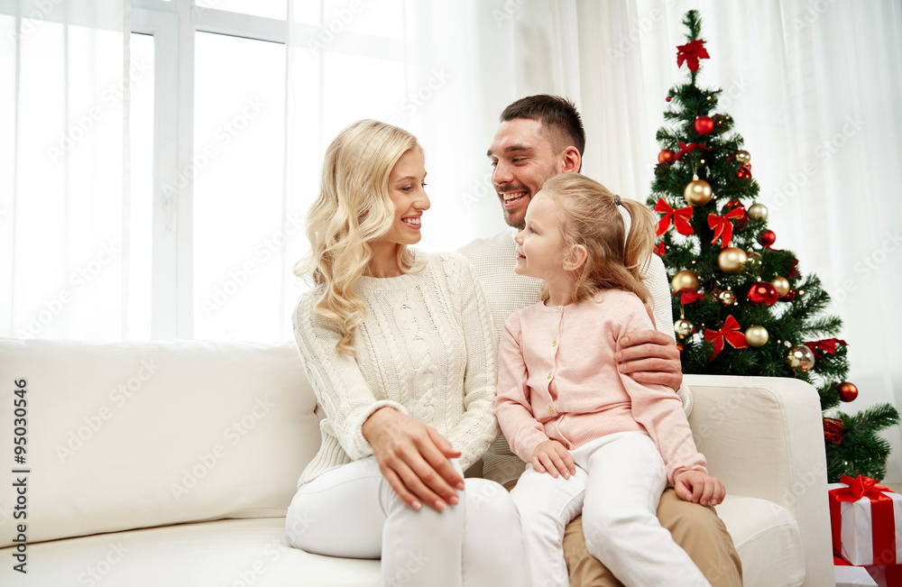 happy family at home with christmas tree happy family at home with christmas tree
