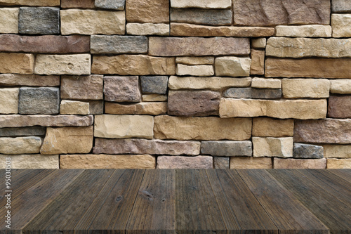 Wood terrace and Stone wall texture