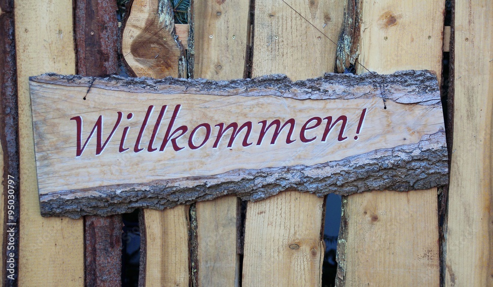 Fototapeta premium willkommen schild