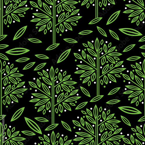 Vector seamless floral pattern with tree leafs