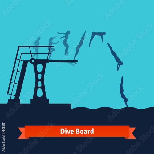 Phases of a man jumping into the water