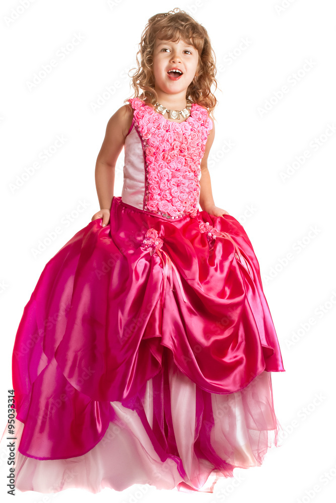 Little girl in princess dress on the isolated background Little girl in princess dress on the isolated background