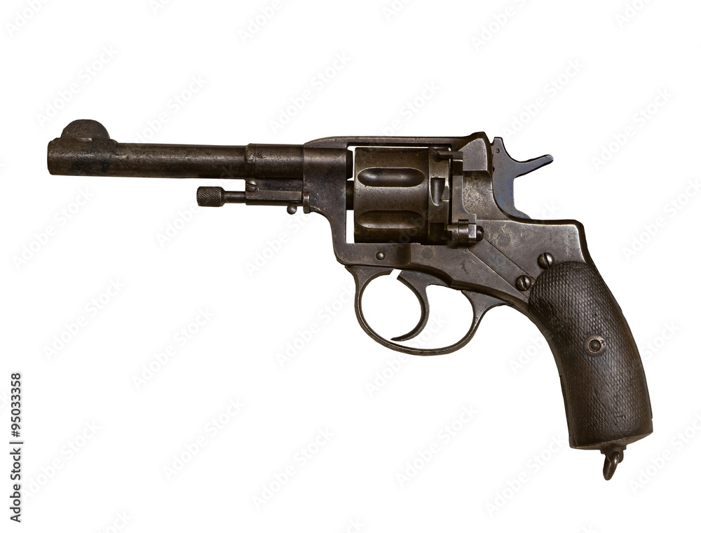Gun revolver on a white background, isolated