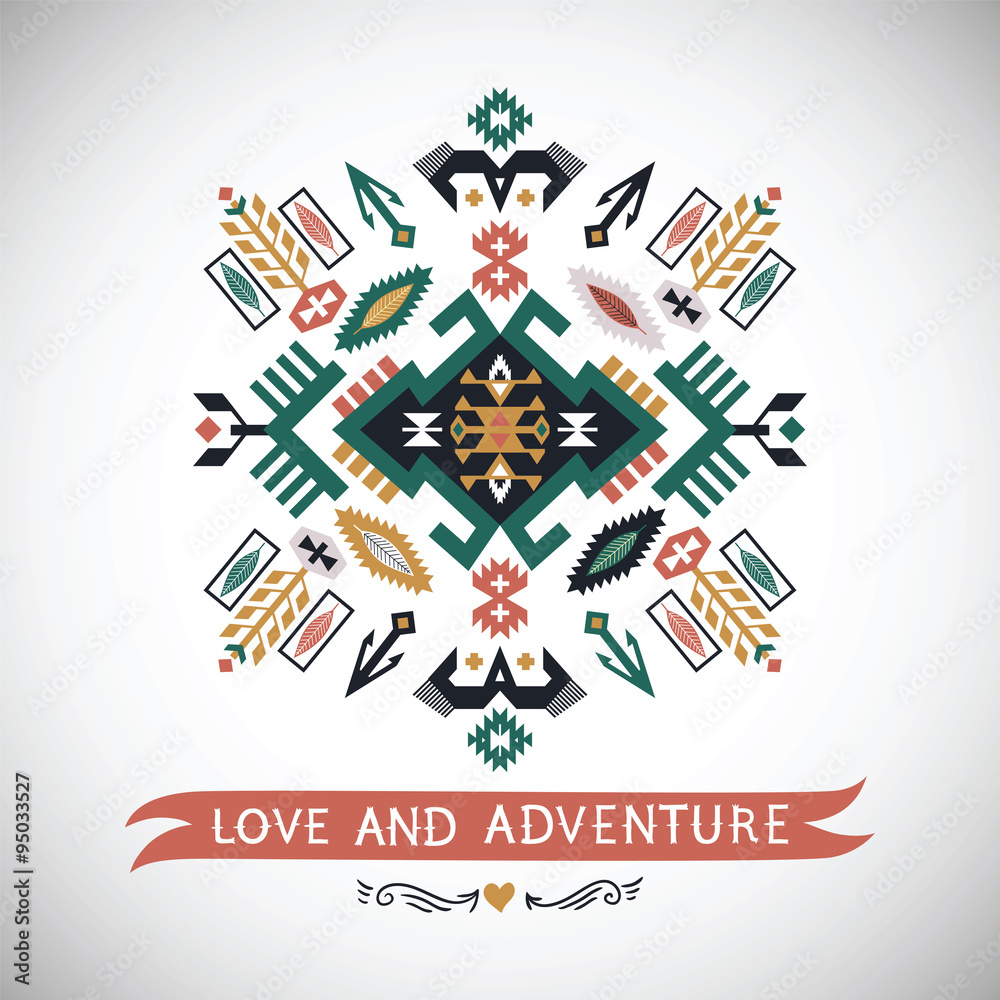 Vector decorative element on native ethnic style Vector decorative element on native ethnic style