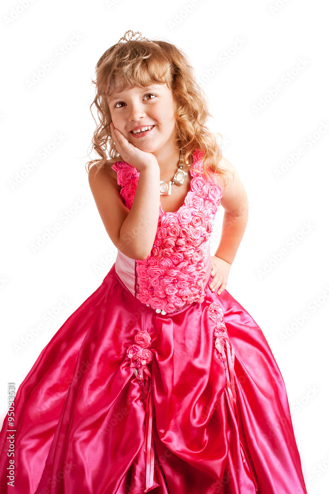 Little girl in princess dress on the isolated background Little girl in princess dress on the isolated background