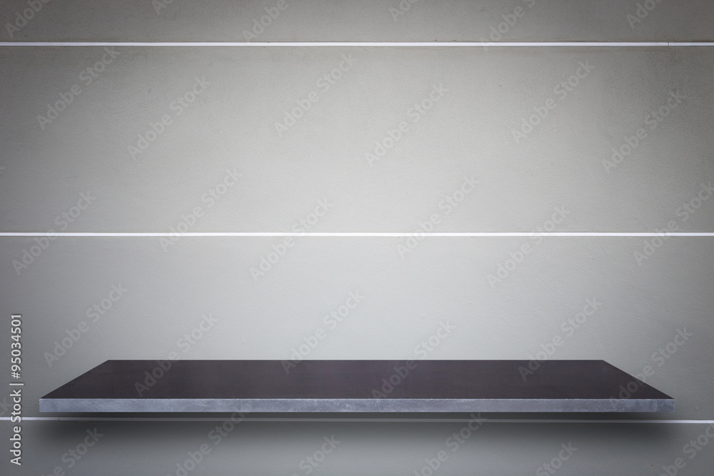 Fototapeta premium Empty top of natural stone shelves and stone wall background