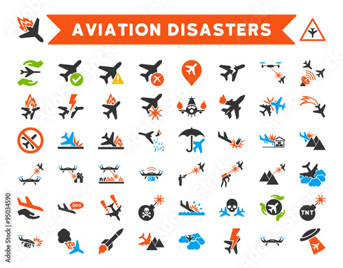 Aviation Disasters Vector Icons