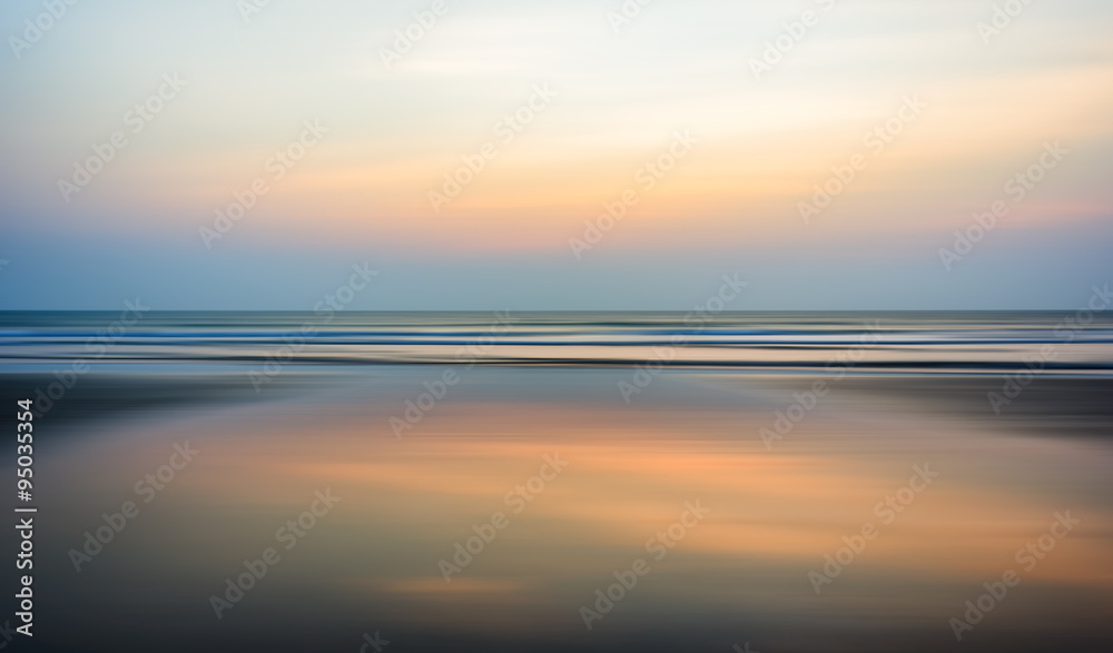 Wide ocean horizon sunset blur motion abstraction