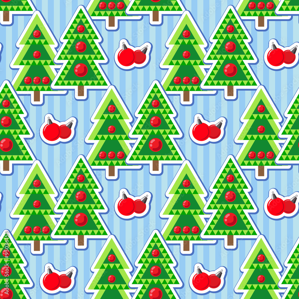 Seamless pattern with christmas trees and balls Seamless pattern with christmas trees and balls
