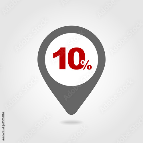 10 ten Percent Sale pin map icon. Map point.