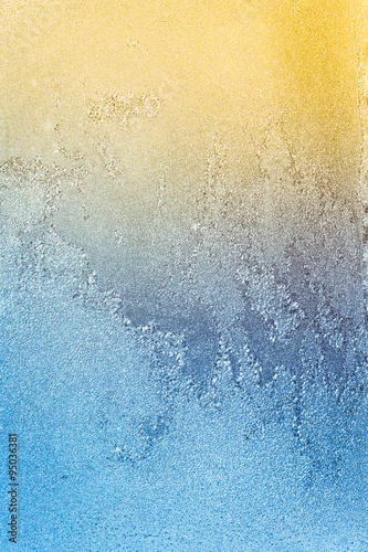 Blue Ice Abstract Natural Background Frost Patterns On Glass