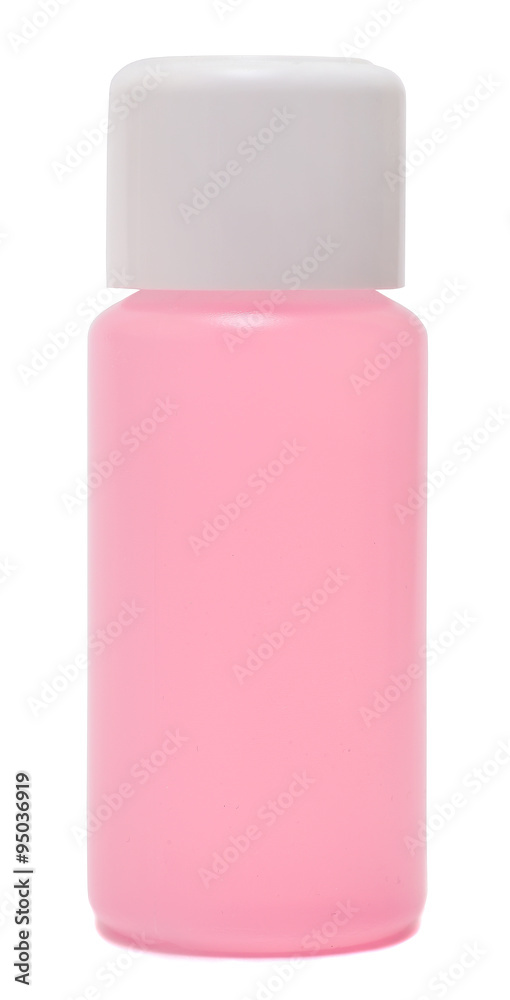 bottle of nail polish remover, isolated white background bottle of nail polish remover, isolated white background