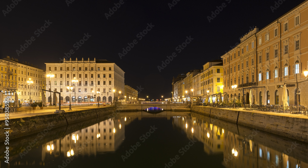 Trieste square of liberty at night