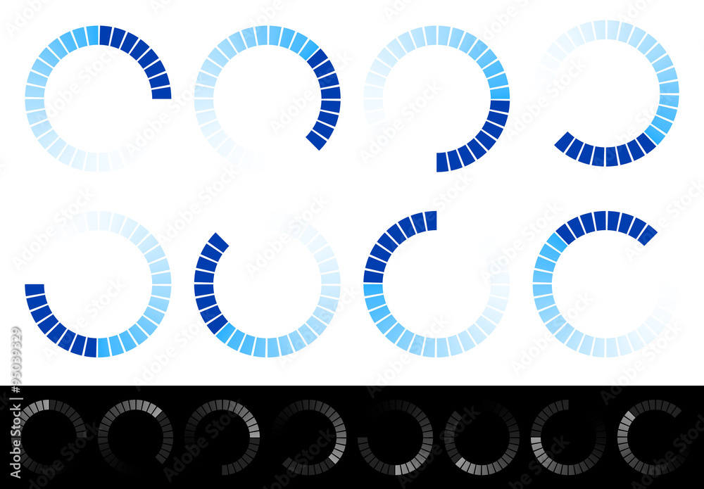 Pre-loader, buffer shapes, symbols, progress indicators set at d Stock ...