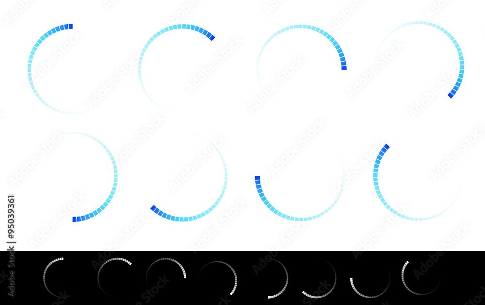 Pre-loader, buffer shapes, symbols, progress indicators set at d Stock ...