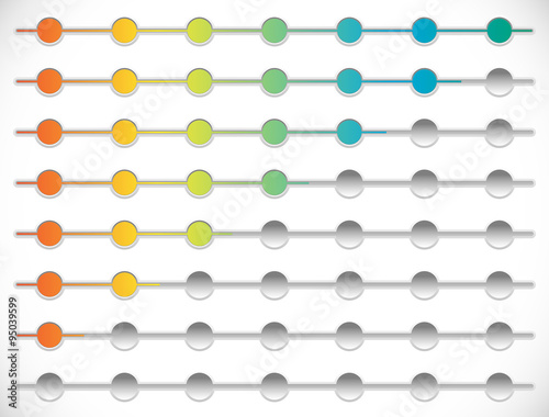 Horizontal progress, loading bars. Steps, phases, progression.